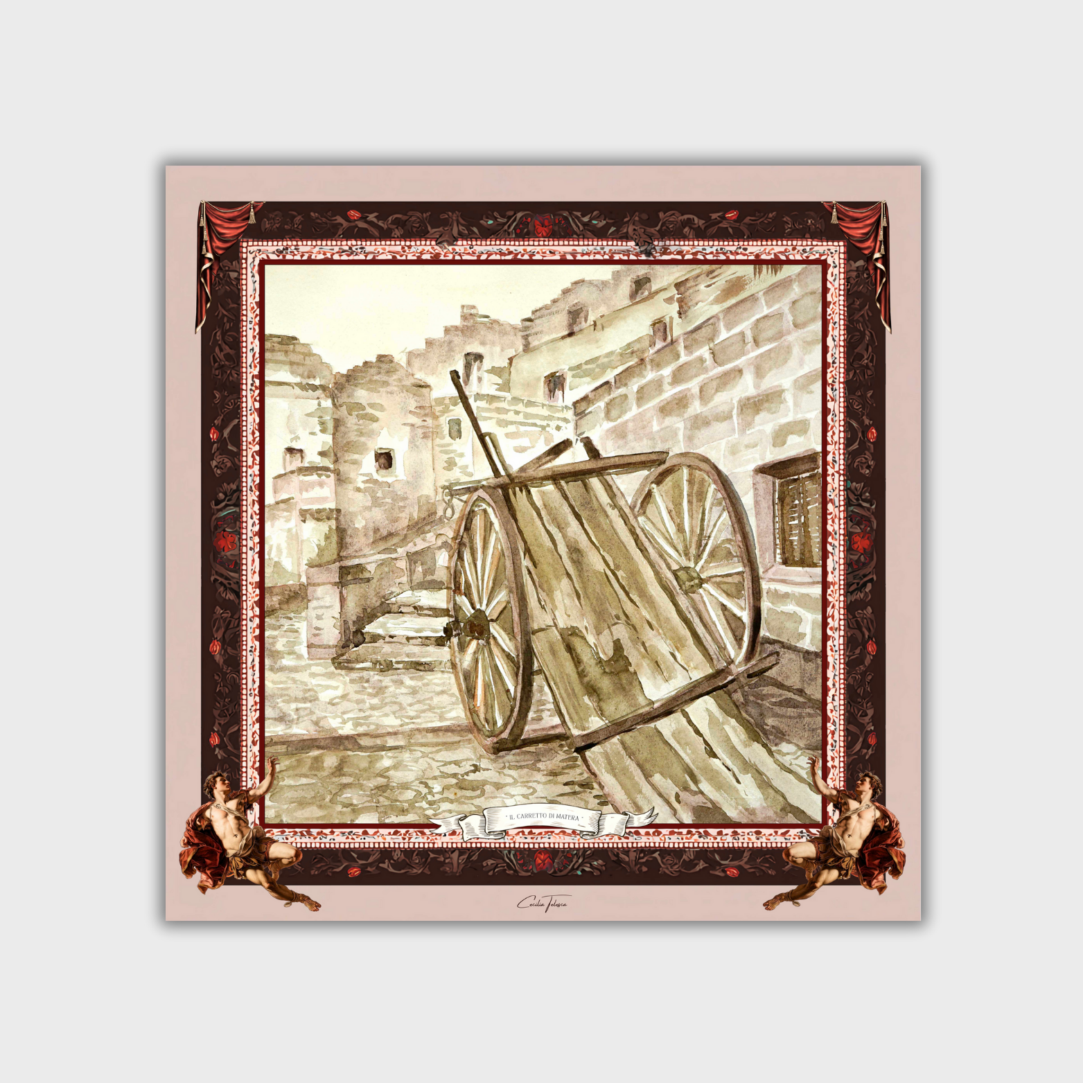 IL CARRETTO DI MATERA           Carré in twill di pura seta