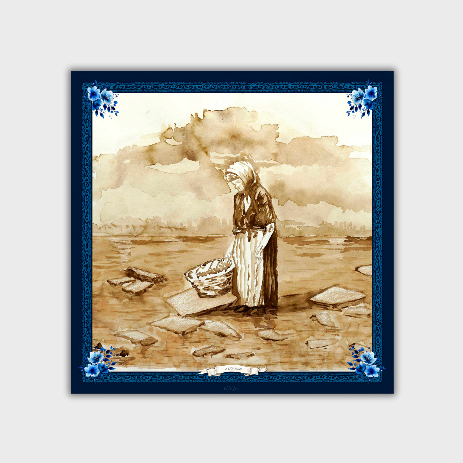 LA LAVANDAIA                            Carré in twill di pura seta