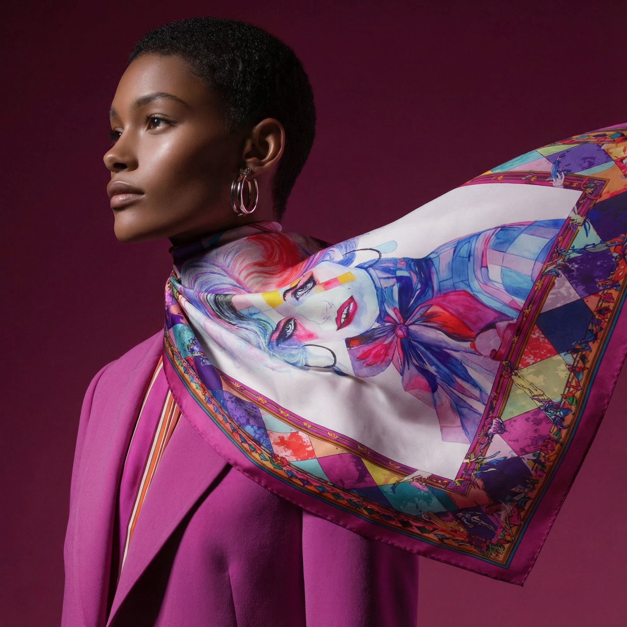 HARLEYCHINO Carré in twill di pura seta